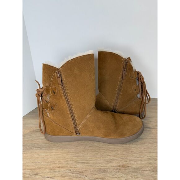 Koolaburra By UGG Women's Size 9 Brown Shazi Suede Short Tie Back Boots - Picture 5 of 9